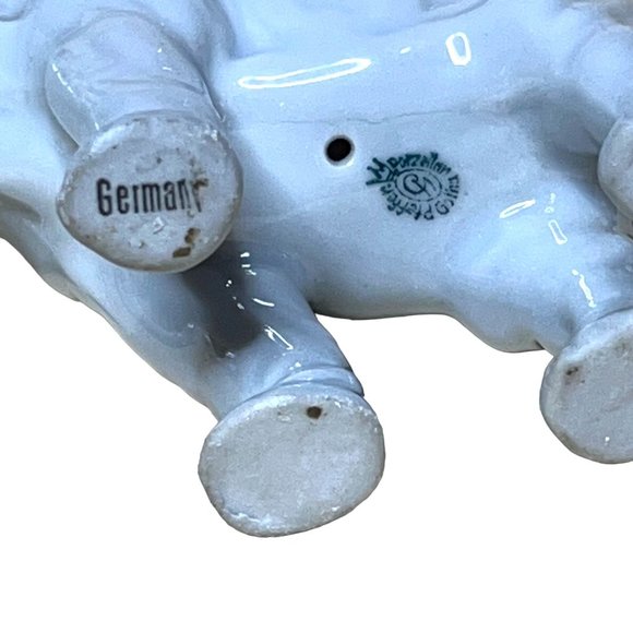 Antique Pfeffer Germany Porcelain Elephant Figurine Trunk Up Gray Vintage - Picture 7 of 7